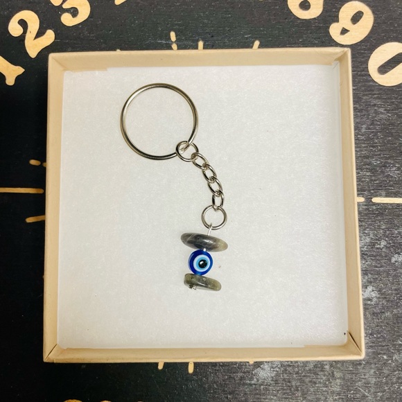 Labradorite Evil Eye Protection Keychain, 2 Stone - Picture 2 of 2